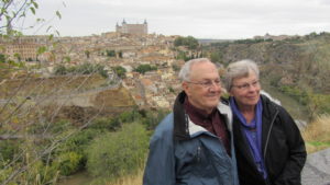 Jim and Elaine Gibbel across the river from Toledo, Spain.