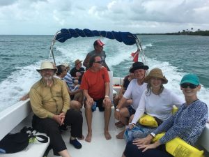 Group in a boat near Caye Caulker, Belize.